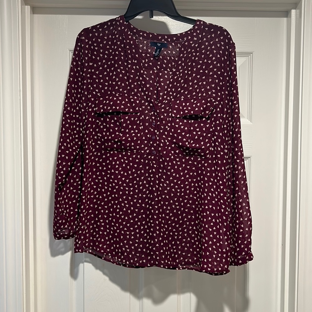 Maroon top with heart details